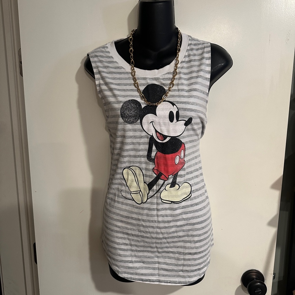 4/$16 Disney Black and White Striped Top L